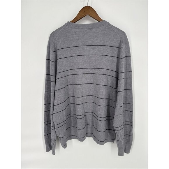 THEORY Men’s Size XXL 2X Kenny Merino Wool Sweater Grey Striped Pullover New - Picture 5 of 7